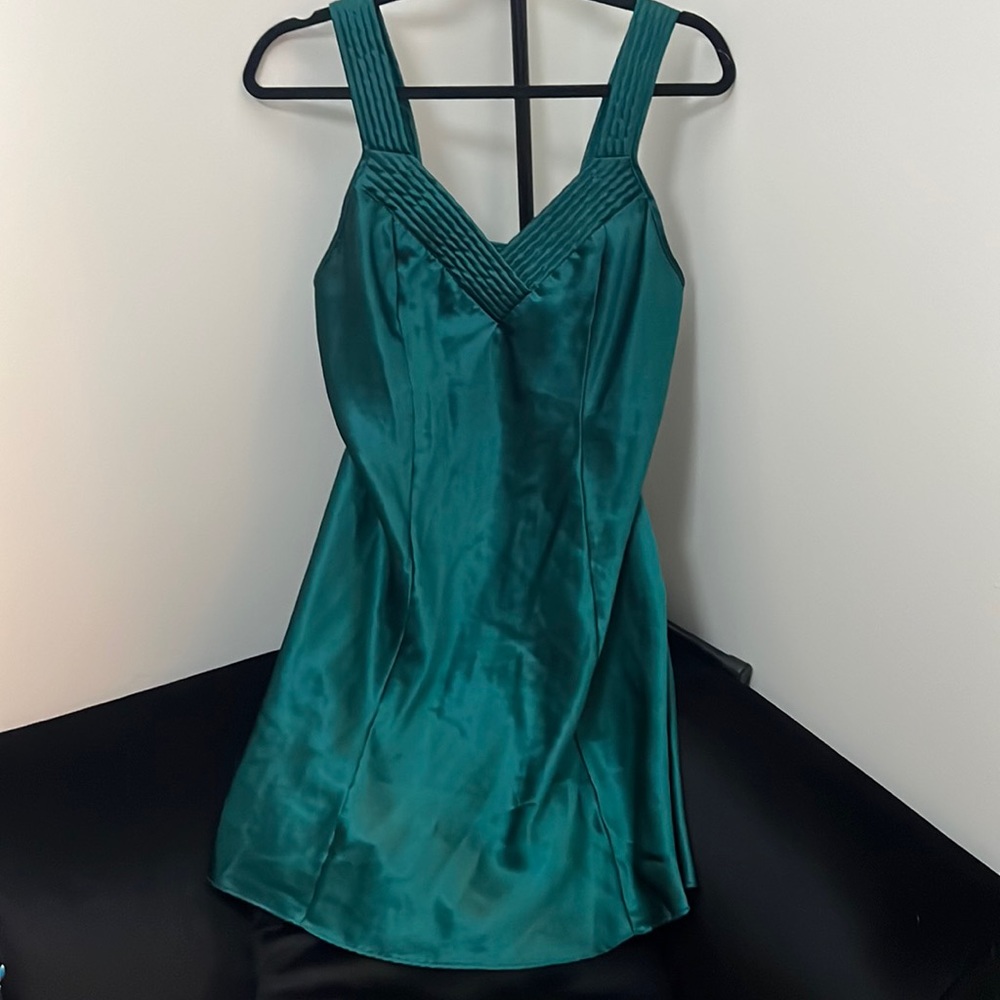 Vintage emerald satin slip dress